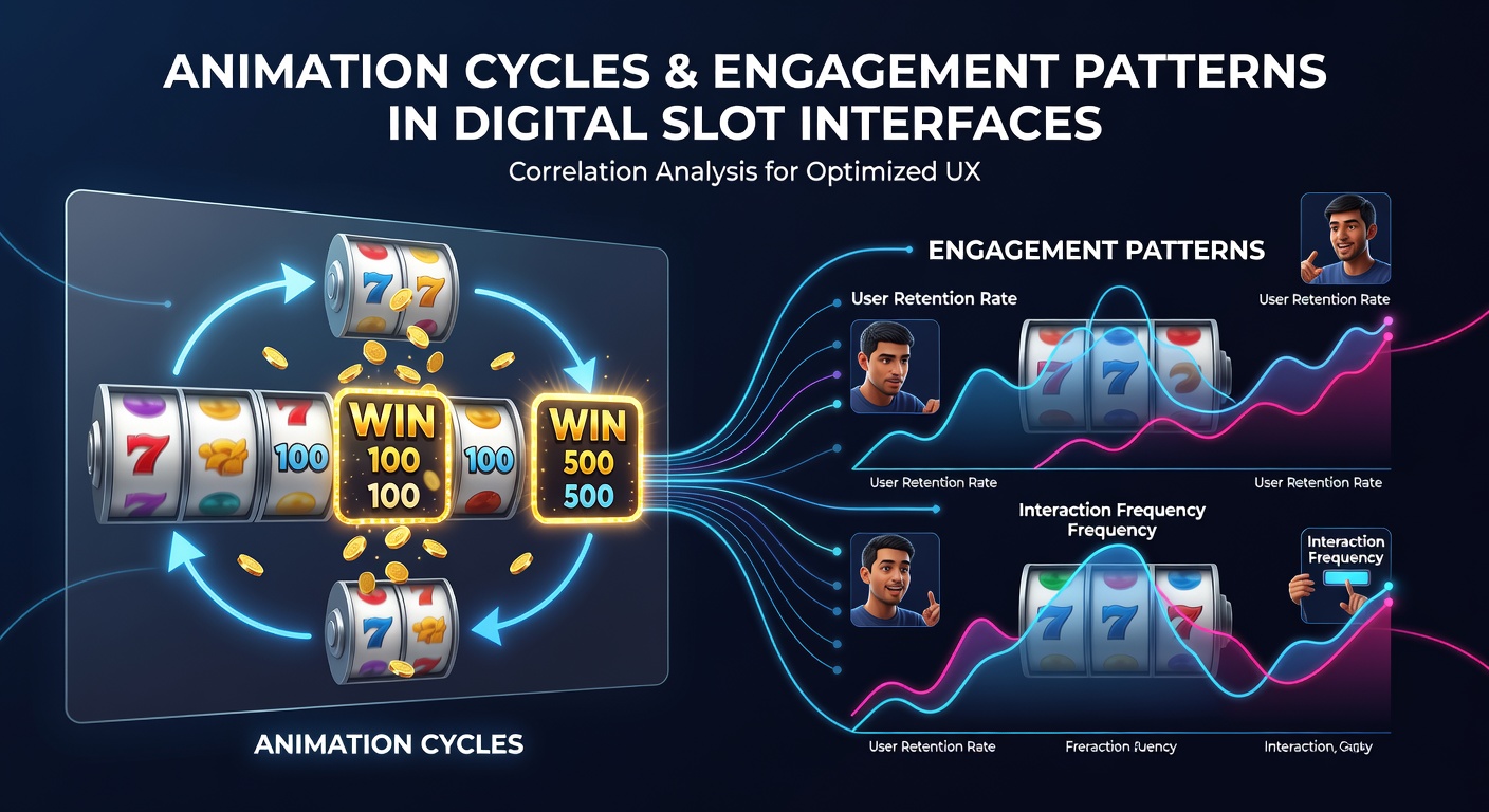Digital slot interface displaying repeating animation cycles on spinning reels with player engagement metrics overlay