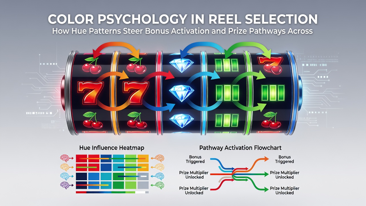 Mobile device screens showing hue-based prize pathways and bonus activation sequences in slot games