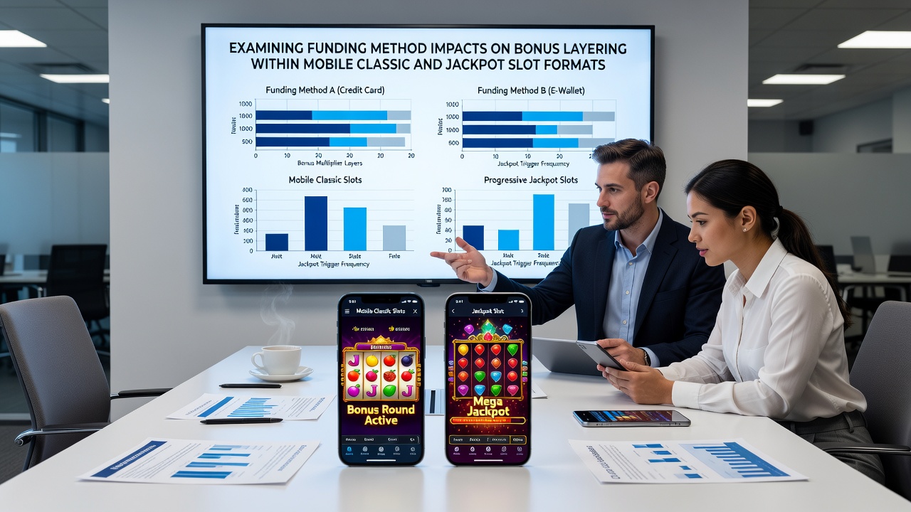 Comparison chart of bonus layering outcomes between classic and jackpot mobile slots by payment type