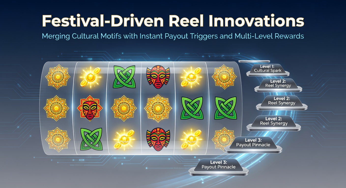 Vibrant festival-themed slot reels displaying cultural motifs from global celebrations alongside instant payout indicators