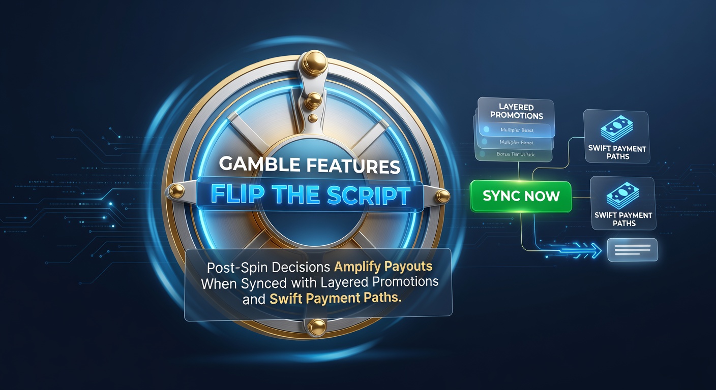 Vibrant slot screen showing a gamble ladder feature with escalating multipliers and a tense coin-flip decision point