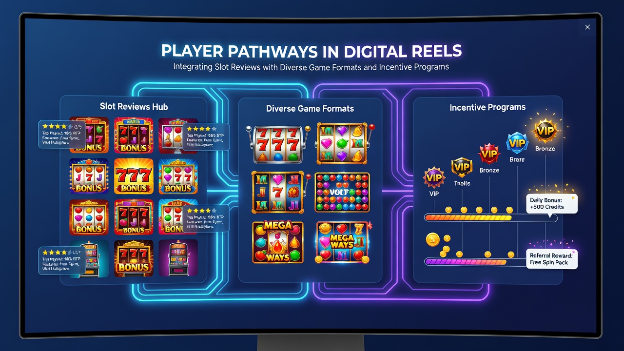 Mobile screen displaying integrated slot reviews alongside active incentive offers and game format selections