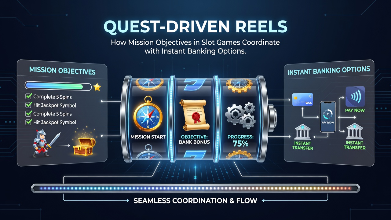Mobile slot screen displaying active quest tracker next to quick deposit button during gameplay