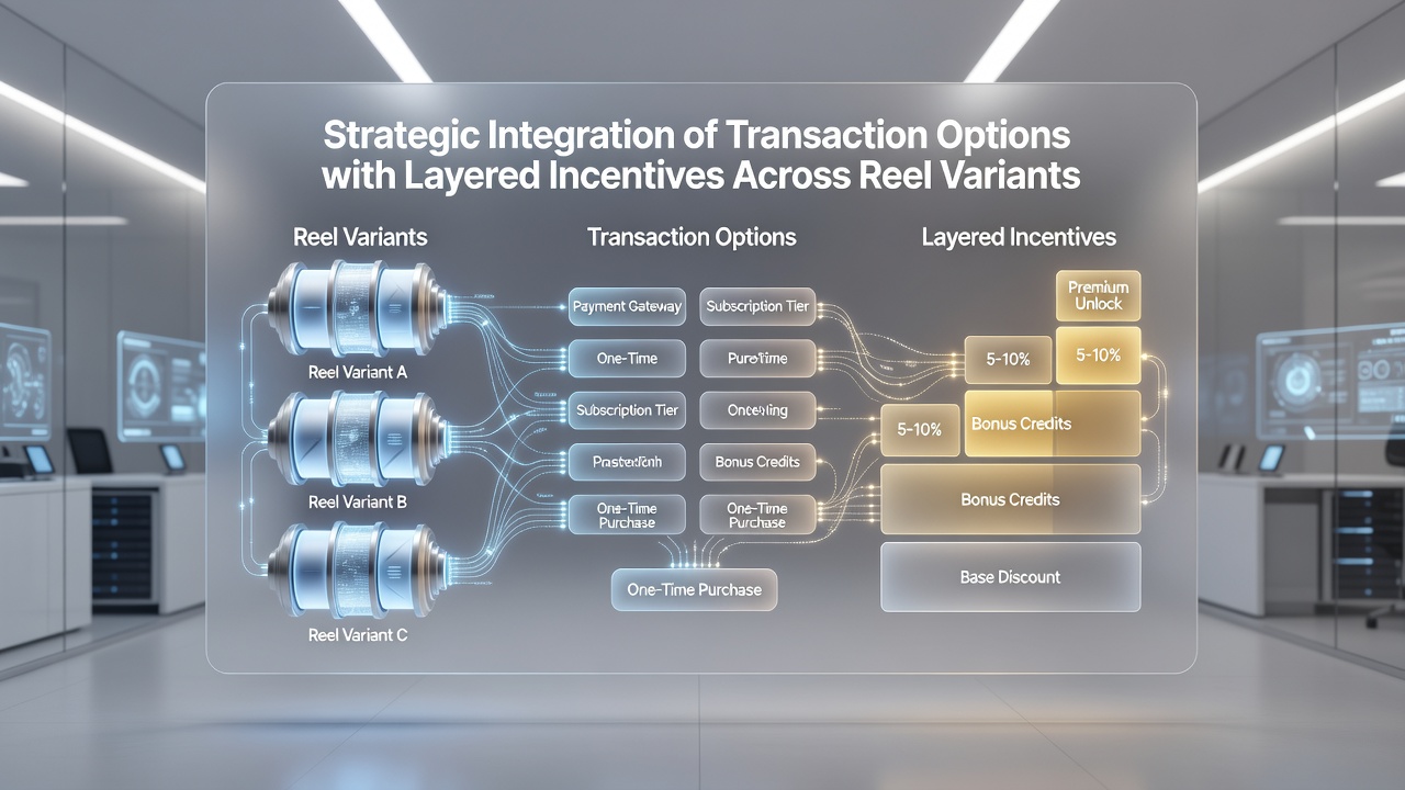 Overview of transaction integration across different slot reel types showing payment flows and bonus layers