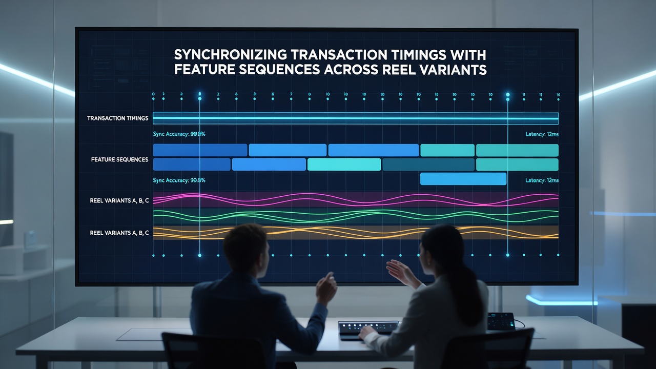 Technical diagram showing transaction timing alignment with reel feature sequences