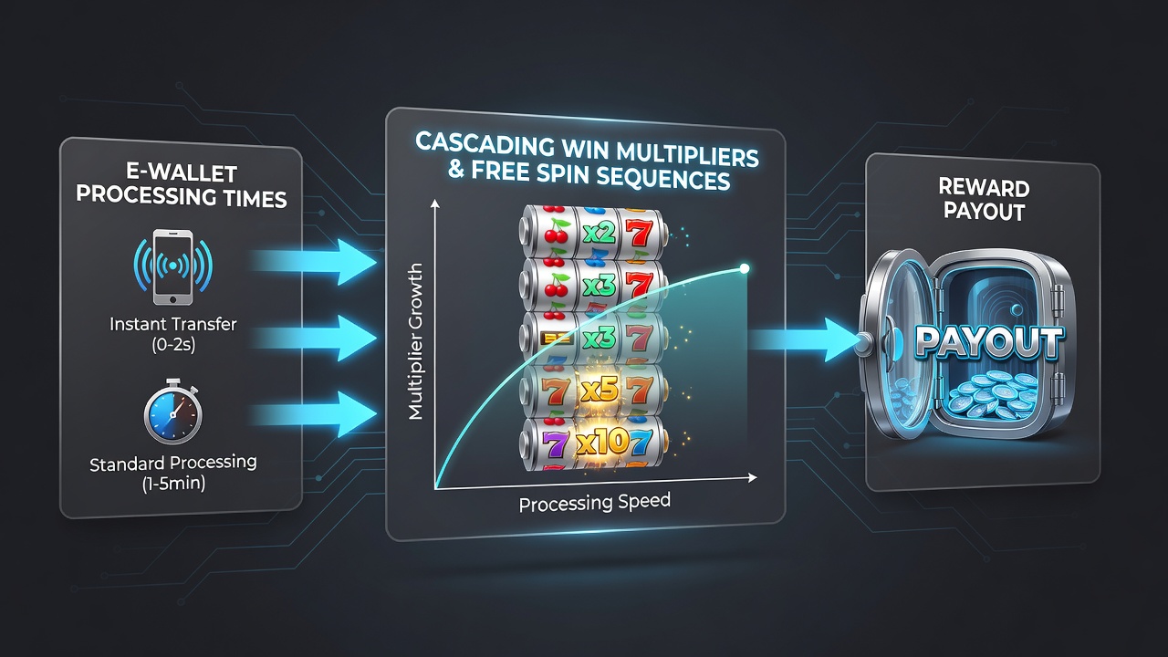 Infographic illustrating multiplier progression across free spin cascades tied to deposit confirmation timestamps