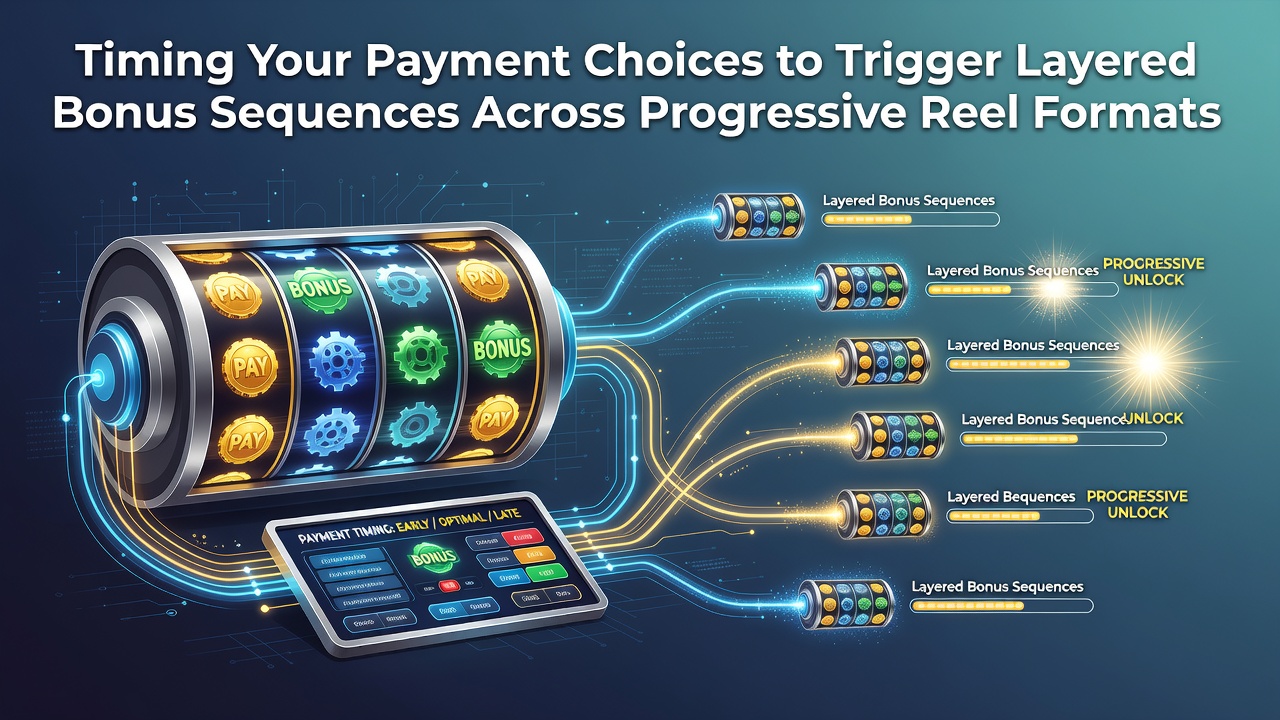 Progressive slot reels displaying layered bonus sequences triggered by timed deposits