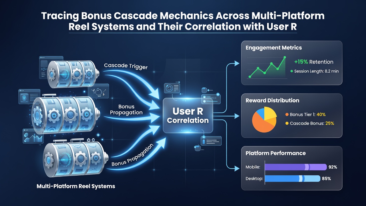 Analytics dashboard illustrating bonus cascade chains and corresponding user retention graphs over multiple platforms