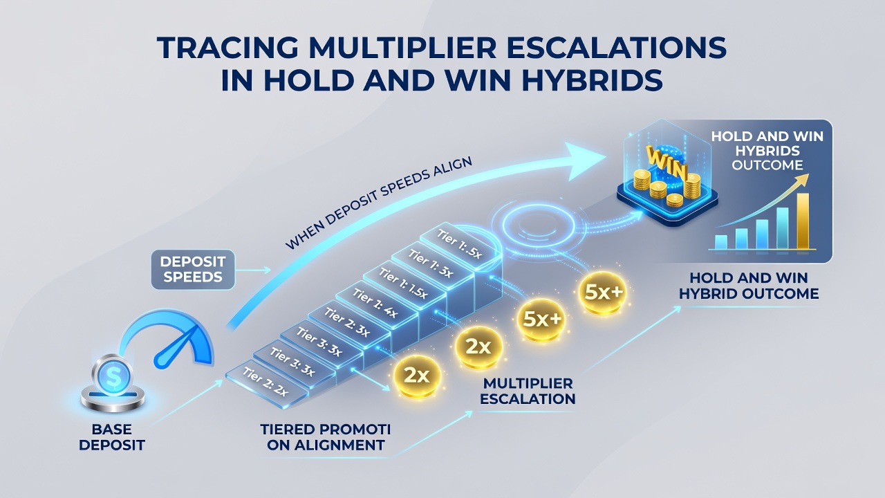 Data visualization of multiplier growth curves in Hold and Win slots linked to deposit timing